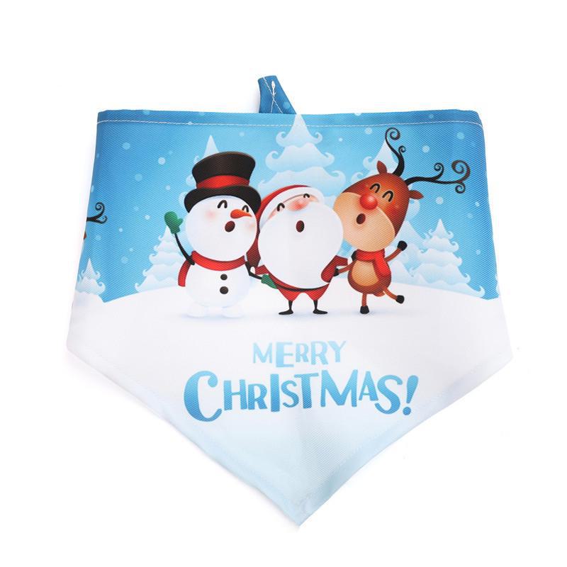 Cross-Border Christmas Pet Scarf: Triangle Bib with Deer & Snowman Print