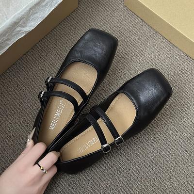 Весна 2025 новые французские ретро туфли Мэри Джейн одинарные туфли корейская версия простые повседневные фея одинарные туфли