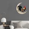 Rooster Moon Wall Decor Metal Wall Hanging Sign Wall Unique Arts Pendant for Outdoor Indoor Home