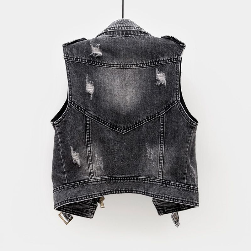 Short Jacket Women Plus Size Jean Waistcoat Fashion Denim Vest Female Spring Autumn Sleeveless