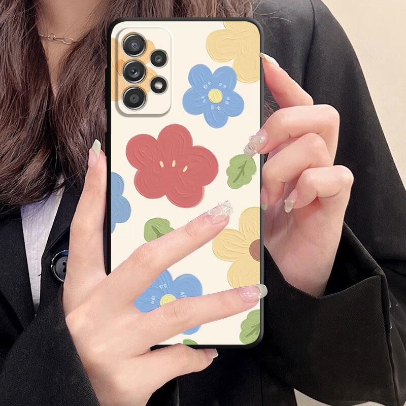 Мягкий чехол-бампер из ТПУ для Samsung Galaxy A53 A23 A71 A31 A51 A22 A13 A32 A21s A72 A33 A52 A14 A73 A52s A11 A12 A91 с цветочным принтом