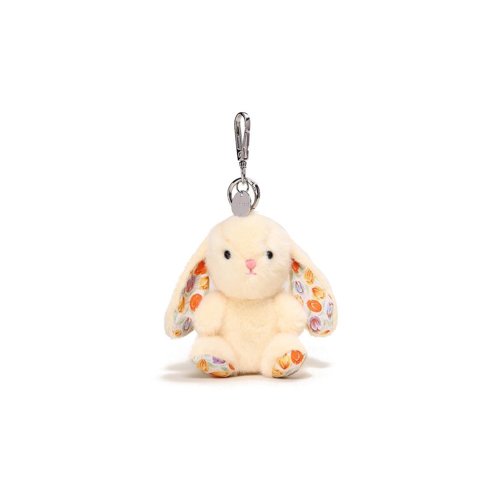 Plush Keychain Rabbit With Sitting Posture And Floral Design For Gift Bag