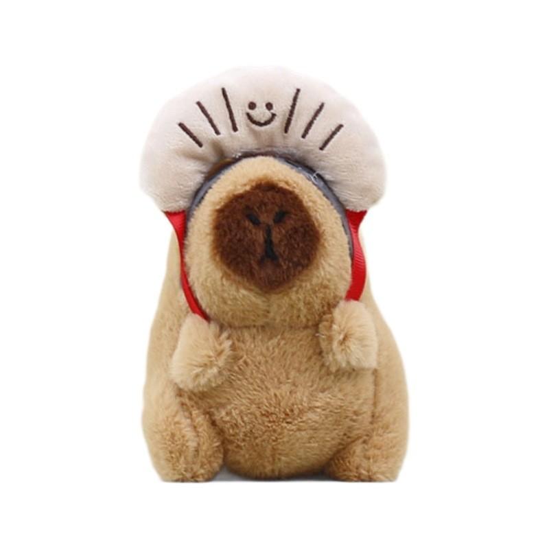 Plush Capybara Cook Pendant Toy Keychain Stuffed Doll Bag Decoration Kids Gift