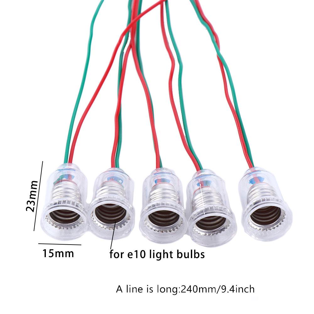 V for Small Bulb with 20cm Wire E10 Lamp Base Light Adapter E10 Lamp Holder Lighting Accessories