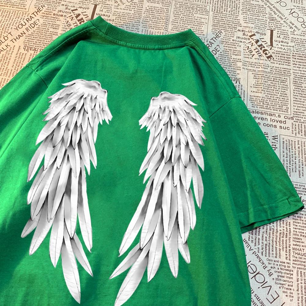 Футболка с рисунком «Крылья ангела» для мужчин и женщин, качественные футболки в стиле хип-хоп, креативные топы с круглым вырезом, футболки с индивидуальным дизайном