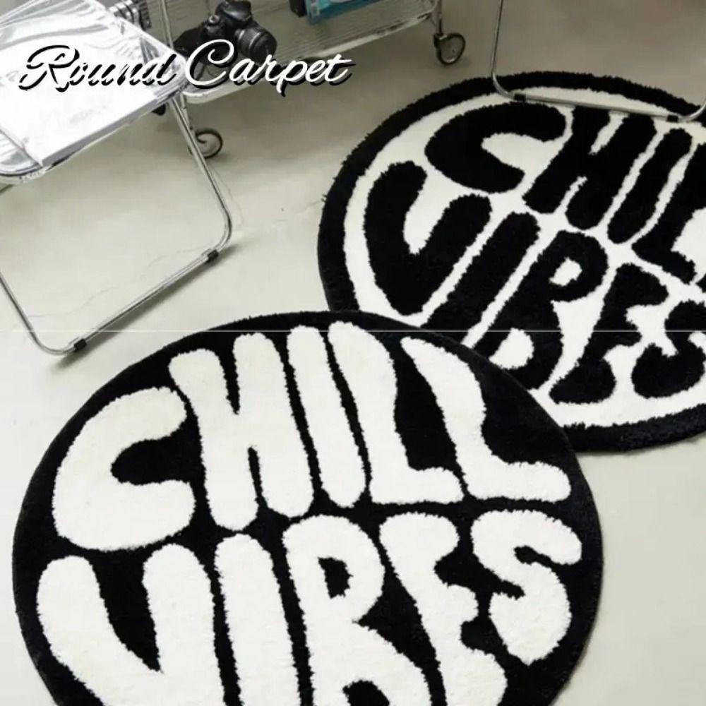 Мягкий 3D Круглый Ковер Кашемировый 60x60см Ковер для Спальни с Буквенным Узором Высоко Впитывающий Пушистый Круглый Коврик для Гостиной