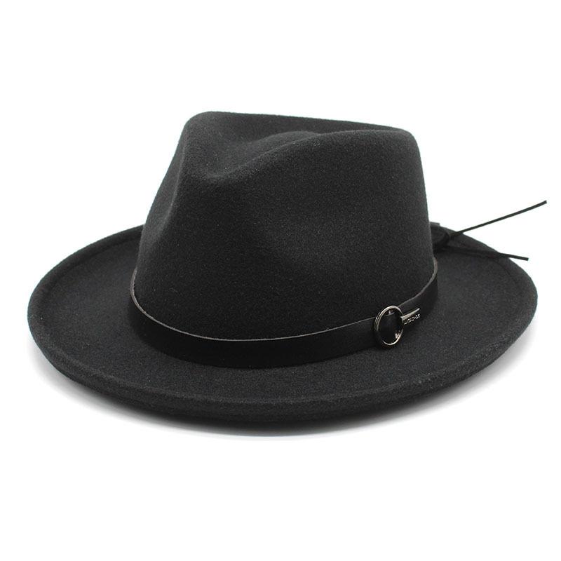 Thick Wool Felt Bell Top Wide Brim Unisex Fedora Hat