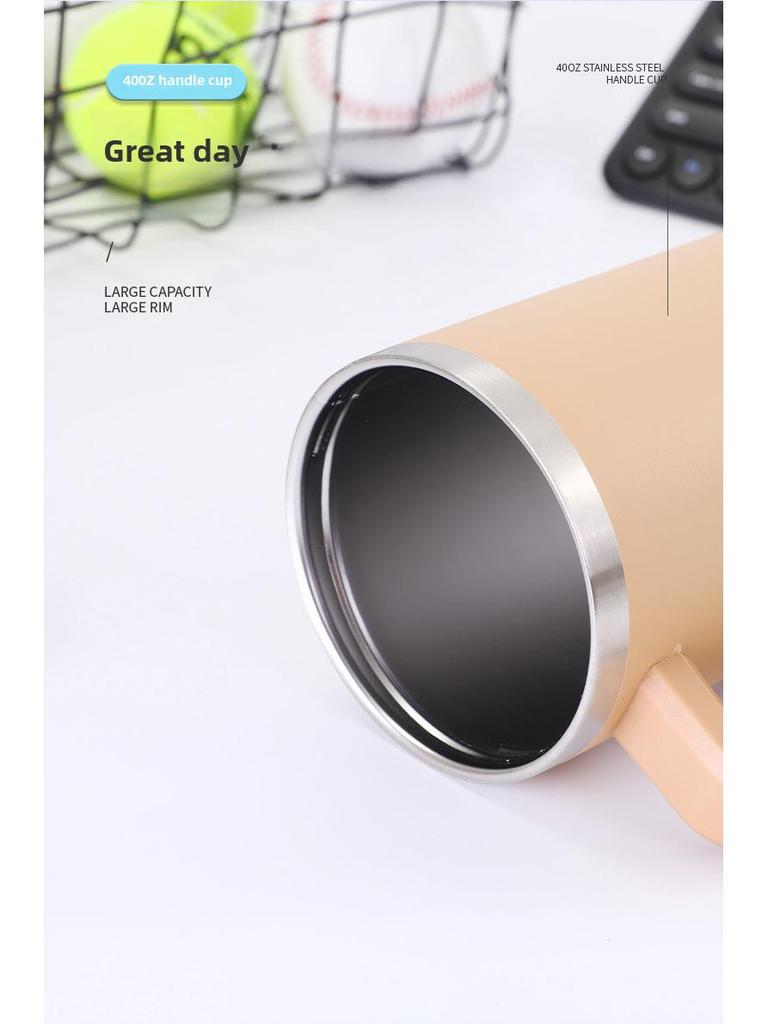 Автомобильная кружка из нержавеющей стали объемом 40 унций с ручкой и трубочкой, изолированная для холодных напитков