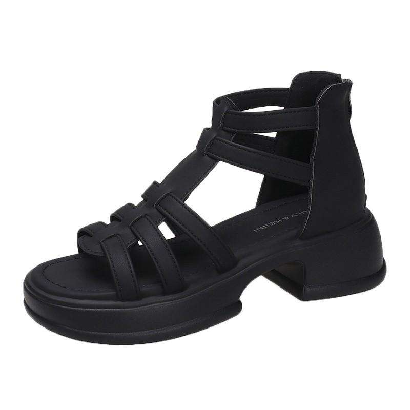 Мода 2024 Лето Новые женские сандалии Модная женская обувь Мягкие римские сандалии Туфли на молнии на платформе Универсальные сандалии Femininas