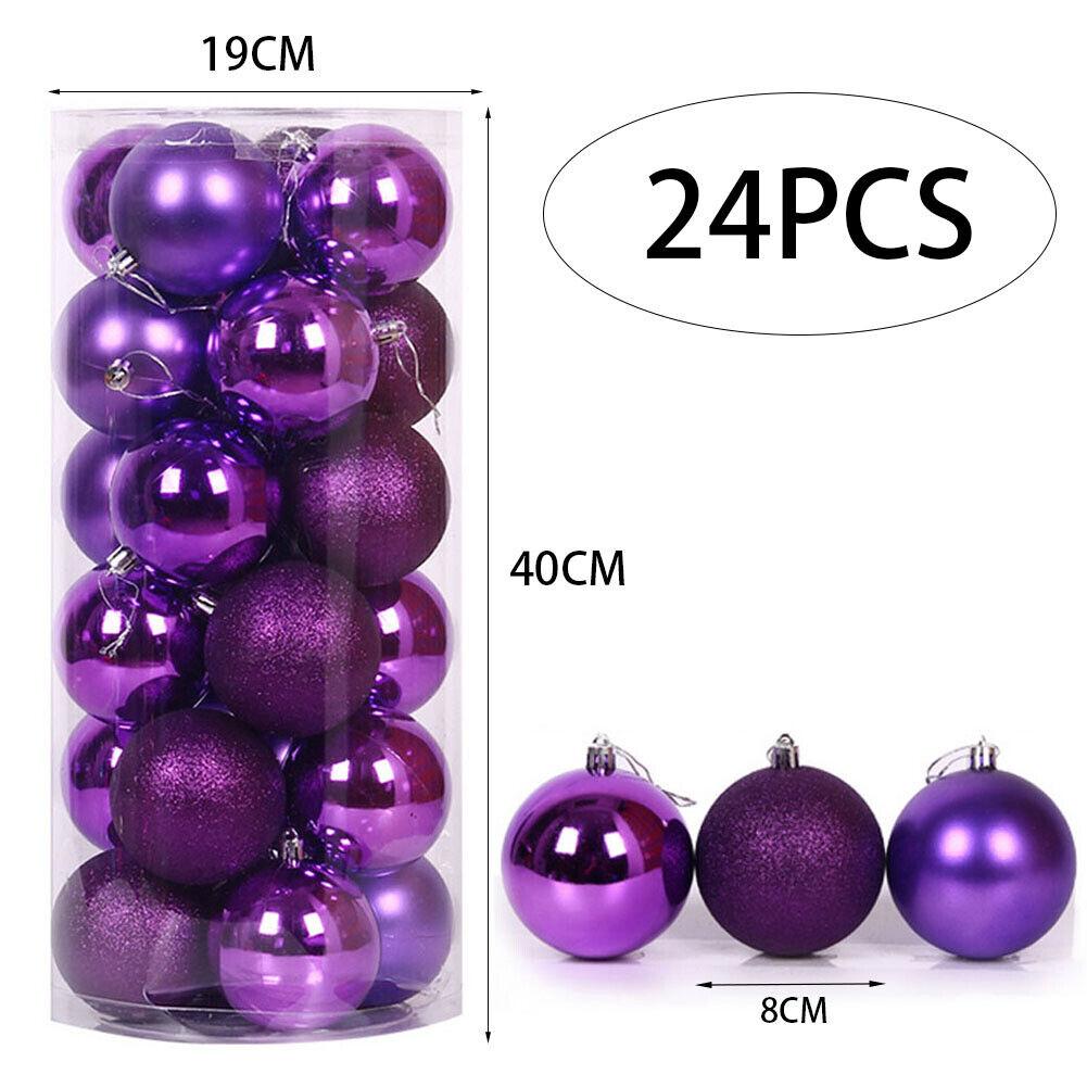 8 СМ 24 ШТ. Рождественские Подвесные Шаровые Украшения Небьющиеся Рождественские Елочные Украшения Комплект Рождественские Украшения Шары для Праздника Свадьбы Декор