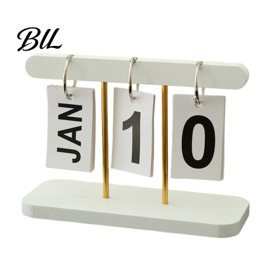 Year-round Calendar Wooden Perpetual Desk Daily Desktop Standing Flip with Day Month Display for Office Home Decor Sustainable Accessory