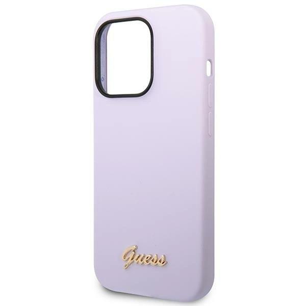 Etui Guess Silicone Vintage Gold Logo Na Iphone 14 Pro - Fioletowe
