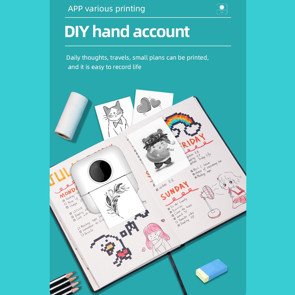 Портативный мини-карманный принтер, беспроводной термопринтер BT, фото-заметки, заметки об ошибках, термопринтер