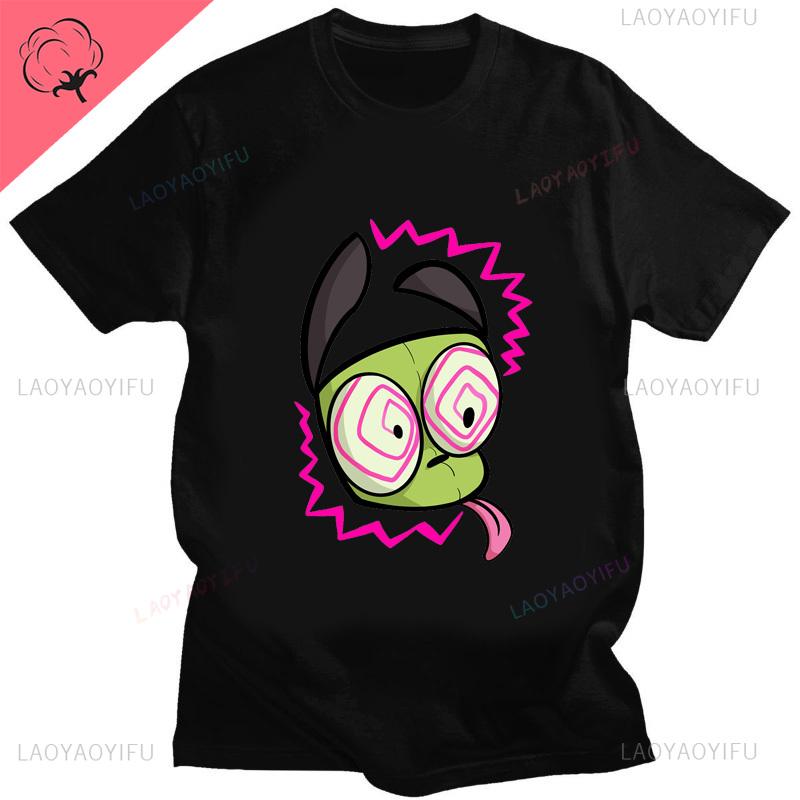 Kawaii Invader Zim Invader Gir Graphic T Shirt Zim Image Cartoon T Shirt Unisex Women Retro Tee Shirt Fashion Shirt Streetwear Tops