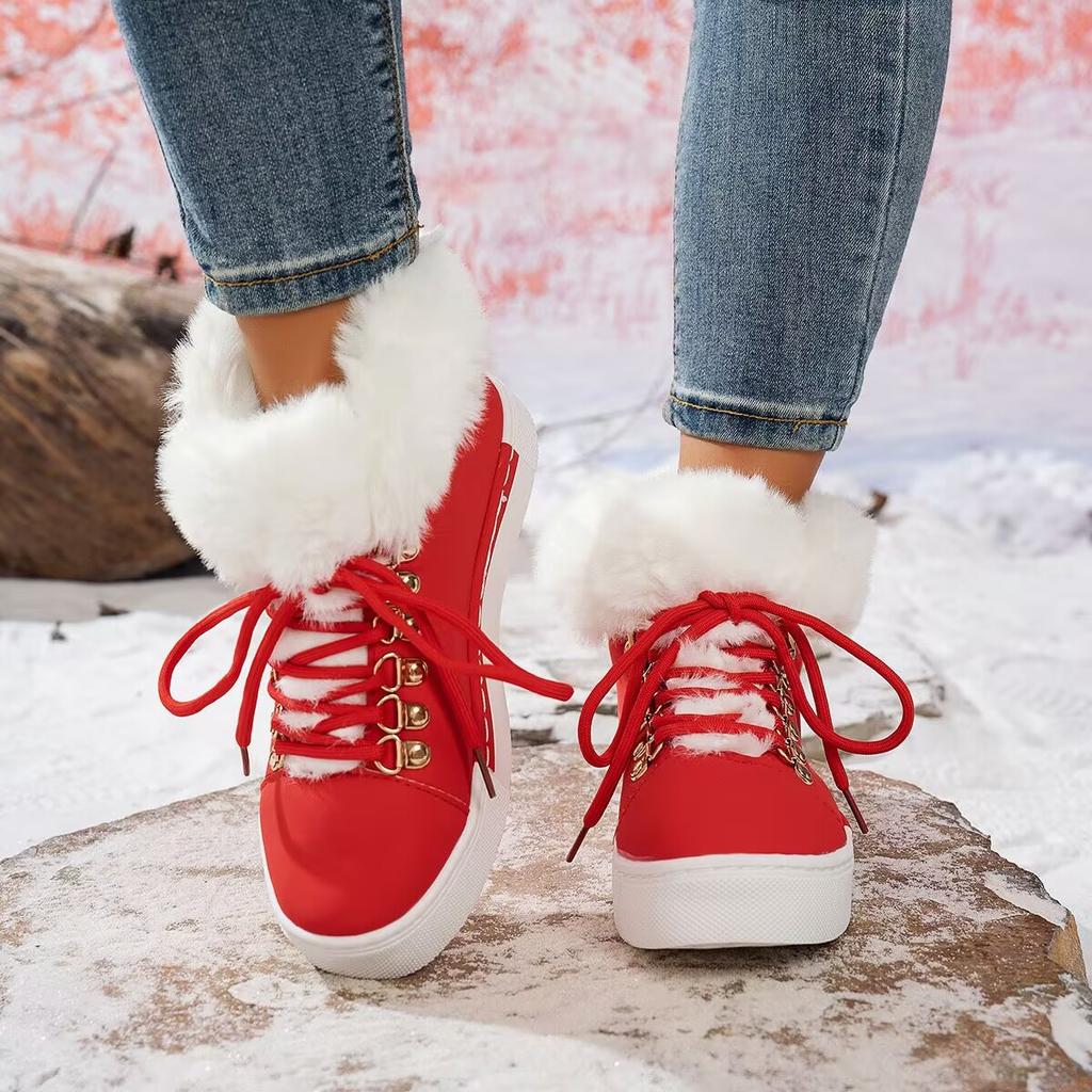 Spot 2025 autumn and winter new flat-bottomed thick-soled short boots women's fleece warm collar buckle strap-on muffin snow boots