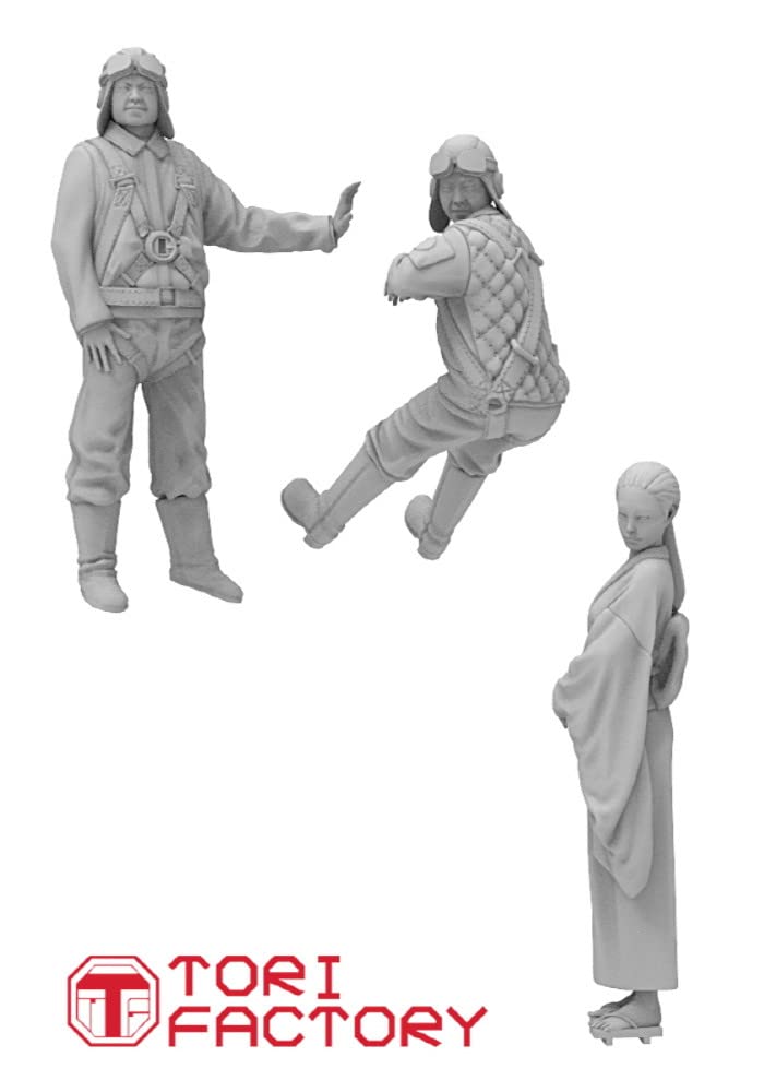 Tori Factory 1/72 Military Miniature Figure Series WWII Japanese Navy Pilot and Woman Seeing Off Resin Kit MF-36C Molded Color