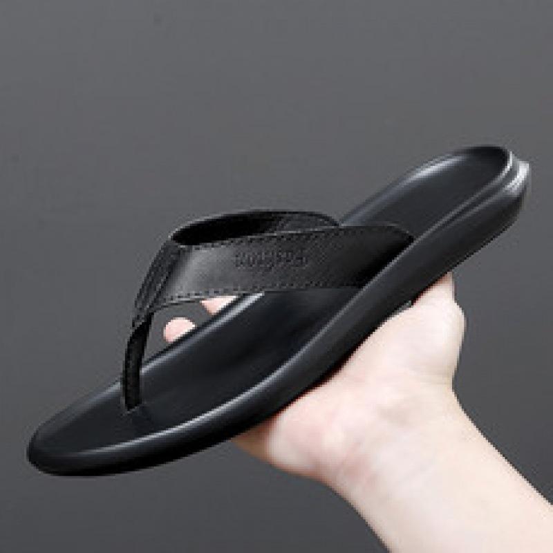 2024 Летняя обувь Мужские тапочки Шлепанцы Плоские нескользящие Натуральная кожа Мужская летняя праздничная обувь Пляжная мужская обувь A4669