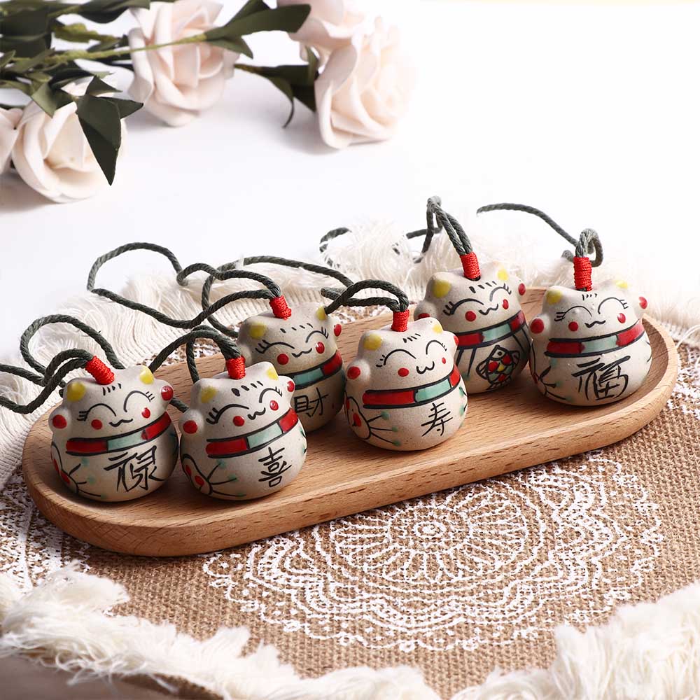 Character Lucky Cat Japanese Style Wind Chime Bag Pendent Hanging Decorations Bell Key Chain