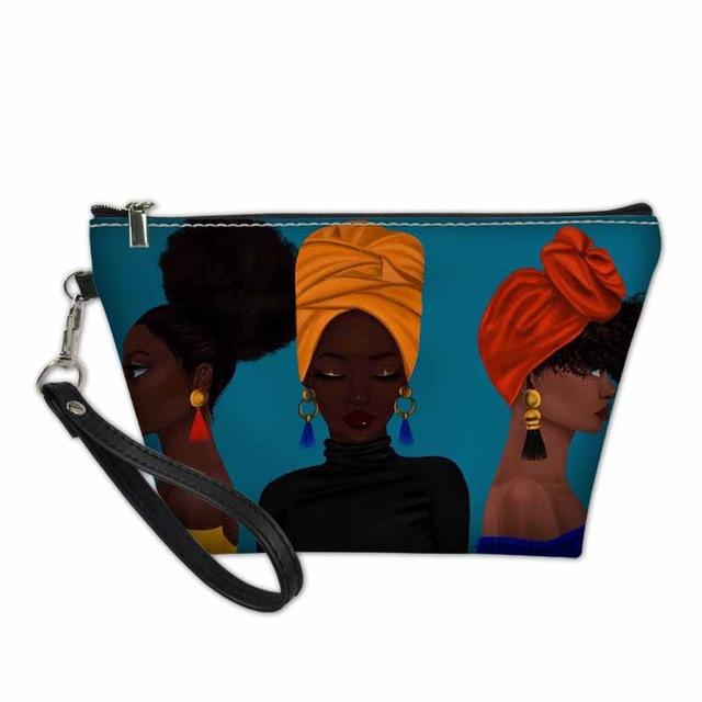 Custom Makeup Bags Afro African Girls Print Cute Cosmetic Bag Beauty Travel Organizer Make up Pouch Suitcase Women Toiletry Bag