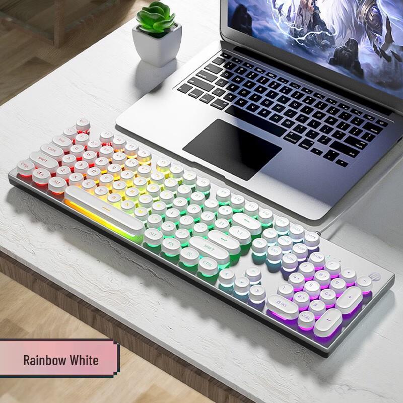 HP K500Y Ретро Панк Круглая Клавиша Подсветка Проводная Клавиатура
