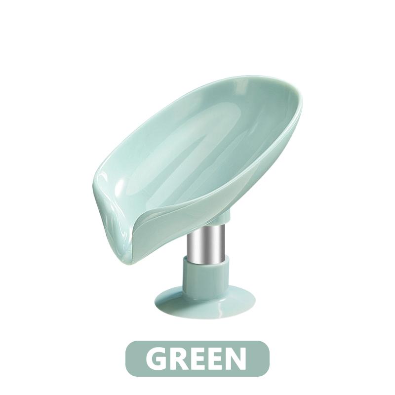 Soap Holder Drain Water Soap Dish Leaf Shape Soap Box Shower Soap Drainer Suction Cup Soap Container Modern Bathroom Accessories