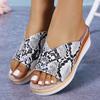 Fashion Snakeskin Pattern Wedge Sandals for Women Casual Pu Leather Platform Slippers Woman Summer Comfort Slip On Beach Sandalias Mujer
