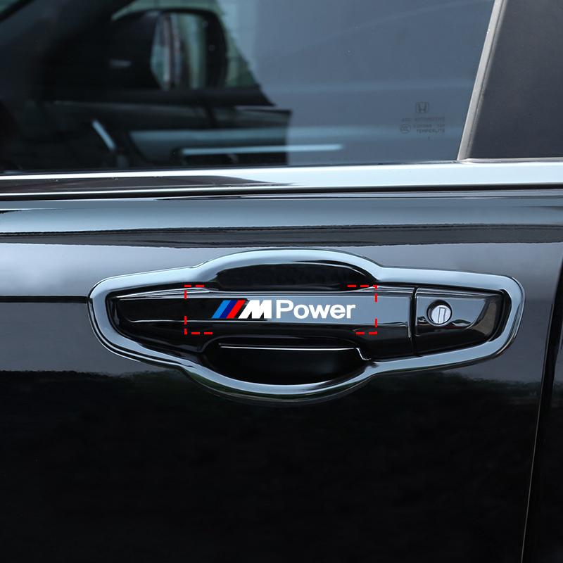 4 шт. наклейки на дверные ручки автомобиля, наклейки на шины и зеркала заднего вида для BMW M E34 E36 E60 E90 E46 E39 E70 F10 F20 F30 X5 X6 X1 M3 M5 M6 E71 F01 F02 F87