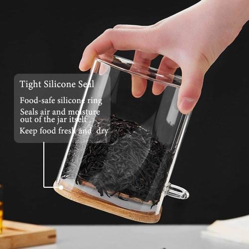 Glass Storage Container Tins with Airtight Lids and Spoons, Vacuum Food Storage Tins, Overnight Oats Canisters, Household Kitchen Tins for Coffee Bean