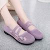 Purple Emboridery Flower Mary Janes Shoes for Women Comfy Summer Mesh Loafers Ladies Casual Ballet Flats Mom Gift Shoes