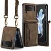 Samsung Z Flip4 Crossbody Lanyard Wallet Protective Case Z Flip6 Foldable Shoulder Strap Leather Case Phone Case Multi Functional Protective Shell