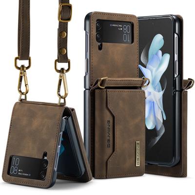 Samsung Z Flip4 Кроссбоди Кошелек на Шнурке Защитный Чехол Z Flip6 Складной Наплечный Ремень Кожаный Чехол Чехол для Телефона Многофункциональная Защитная Оболочка