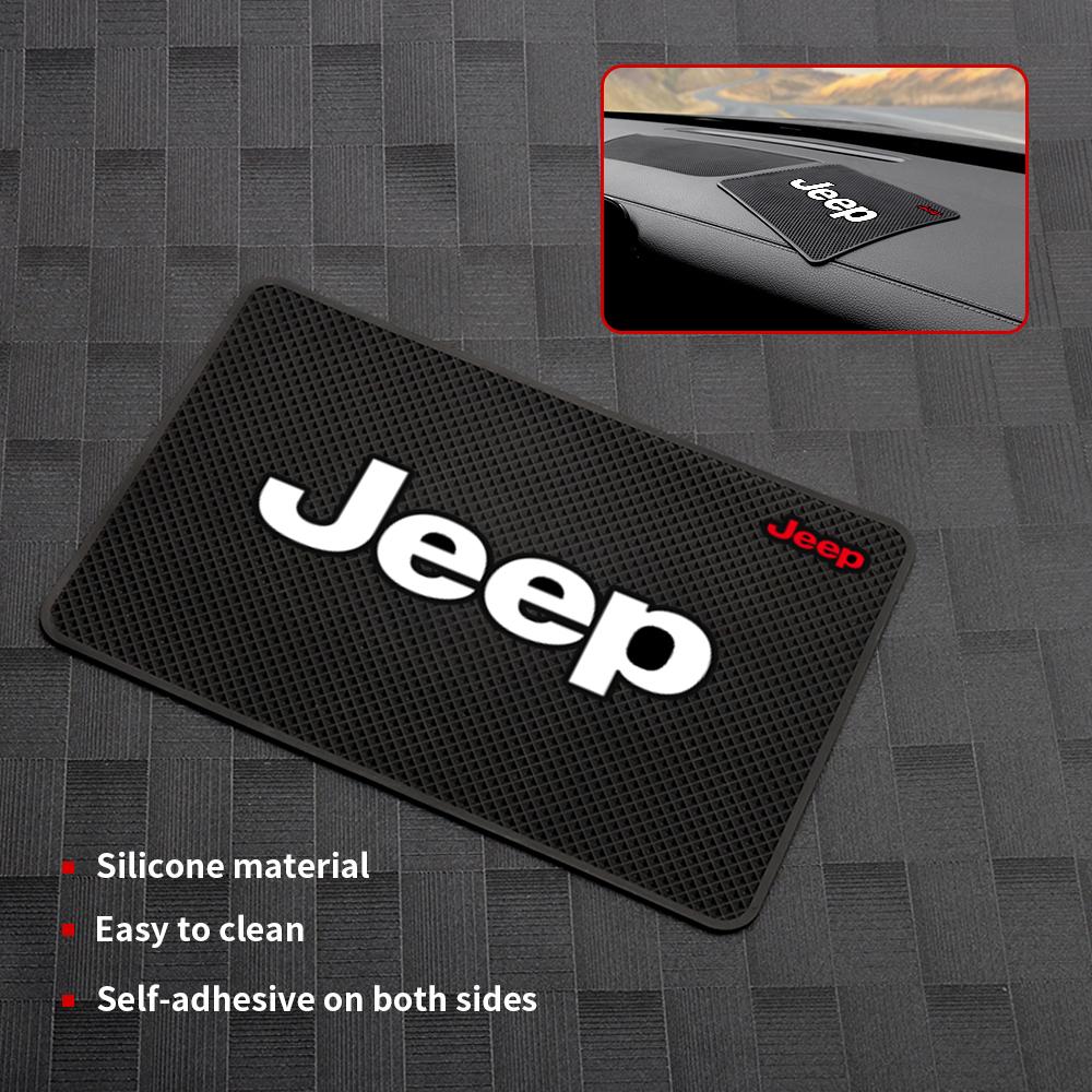 Car Logo Anti Slip Pad Auto Interior Earphone Phone Non Slip Mat Accessory For Jeep Grand Cherokee Wrangler JK Gladiator Compass AJO1