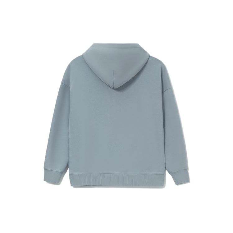 Li Ning Sports Trend Series однотонная свободная толстовка с капюшоном унисекс светло-серо-голубого цвета AWDS067-7