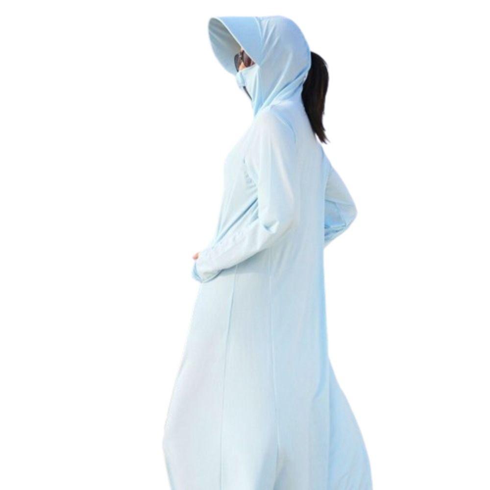 Солнцезащитное длинное пальто Ice Silk с капюшоном, солнцезащитная длинная куртка, удобное платье с защитой от УФ-излучения для женщин