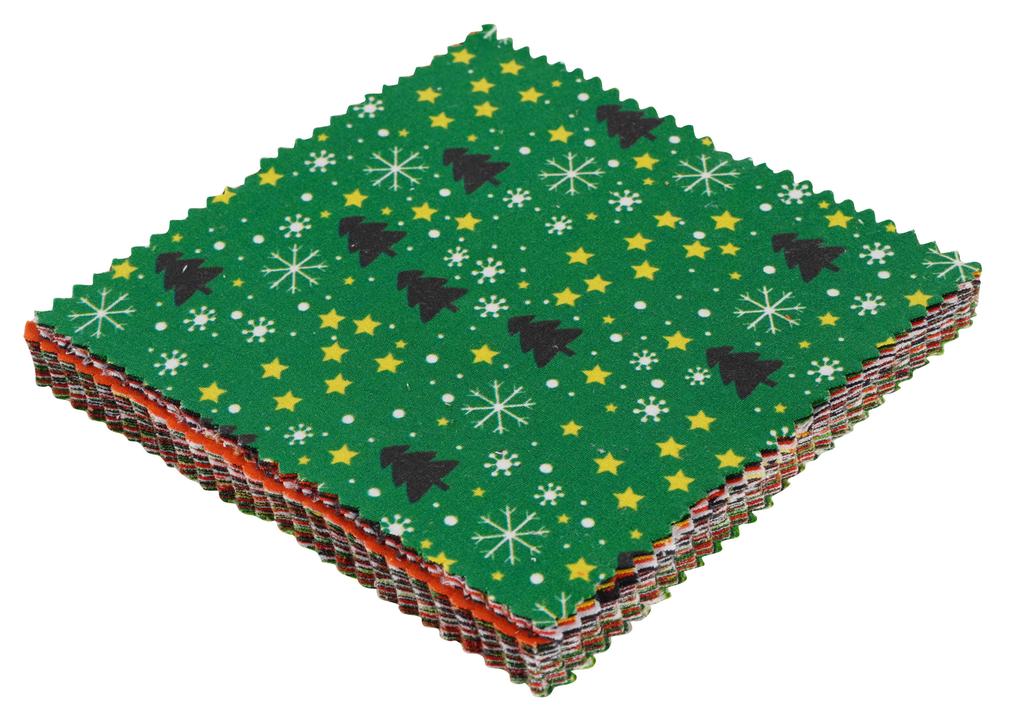 Soimoi Christmas Theme Print Precut 5-inch Cotton Fabric Quilting Squares Charm Pack DIY Patchwork Sewing