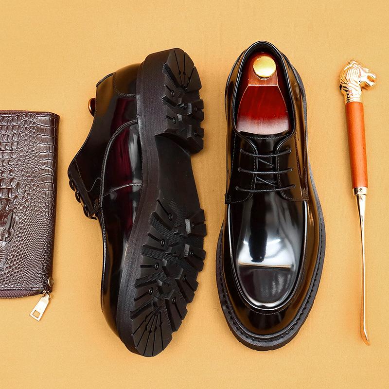 [В рамках мероприятия] Мужская обувь Amazon, обувь из натуральной кожи, мужские официальные британские туфли дерби, лакированная глянцевая деловая обувь
