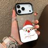 Peeking Santa and Christmas Pattern IMD Case for iPhone 17 16 15 14 Pro Max 13 Shockproof Hard Cover with Permanent Design