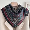 Chessboard plaid 71CM cotton and linen silk scarf small square scarf women's spring and autumn summer thin scarf scarf linen headscarf belt