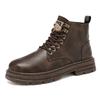 Autumn High-top Waterproof Casual Shoes Trendy Versatile Retro Leather Shoes British Style Tooling Short Boots Men's Shoes