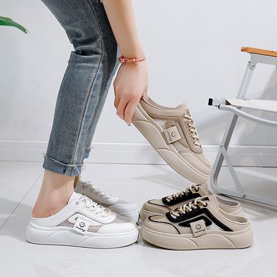 Лето 2025 года, новые сандалии с одной педалью, женская верхняя одежда, модные сандалии на толстой подошве, повседневная пляжная обувь, SH102