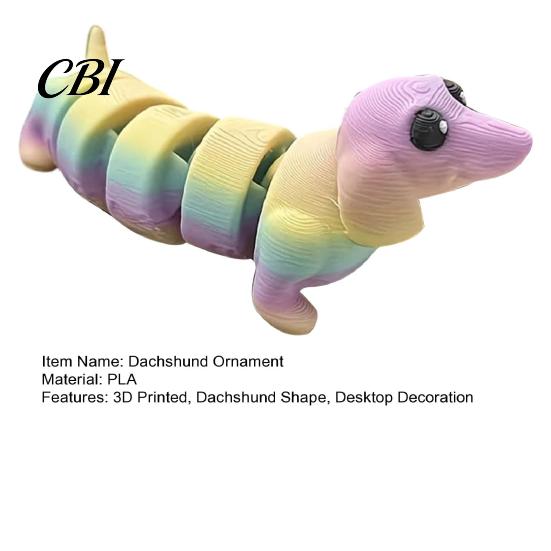 Animal Desktop Decoration 3D Printed Dachshund Figurine, Articulated Dog Fidget Toy, Puppy Collectible Toy Figure with Movable Joints, for Home Office