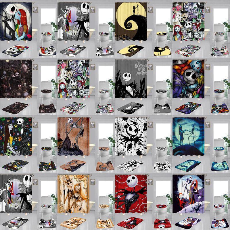 The Nightmare Before Christmas Bathroom Set With High Quality Shower Curtain And Mats