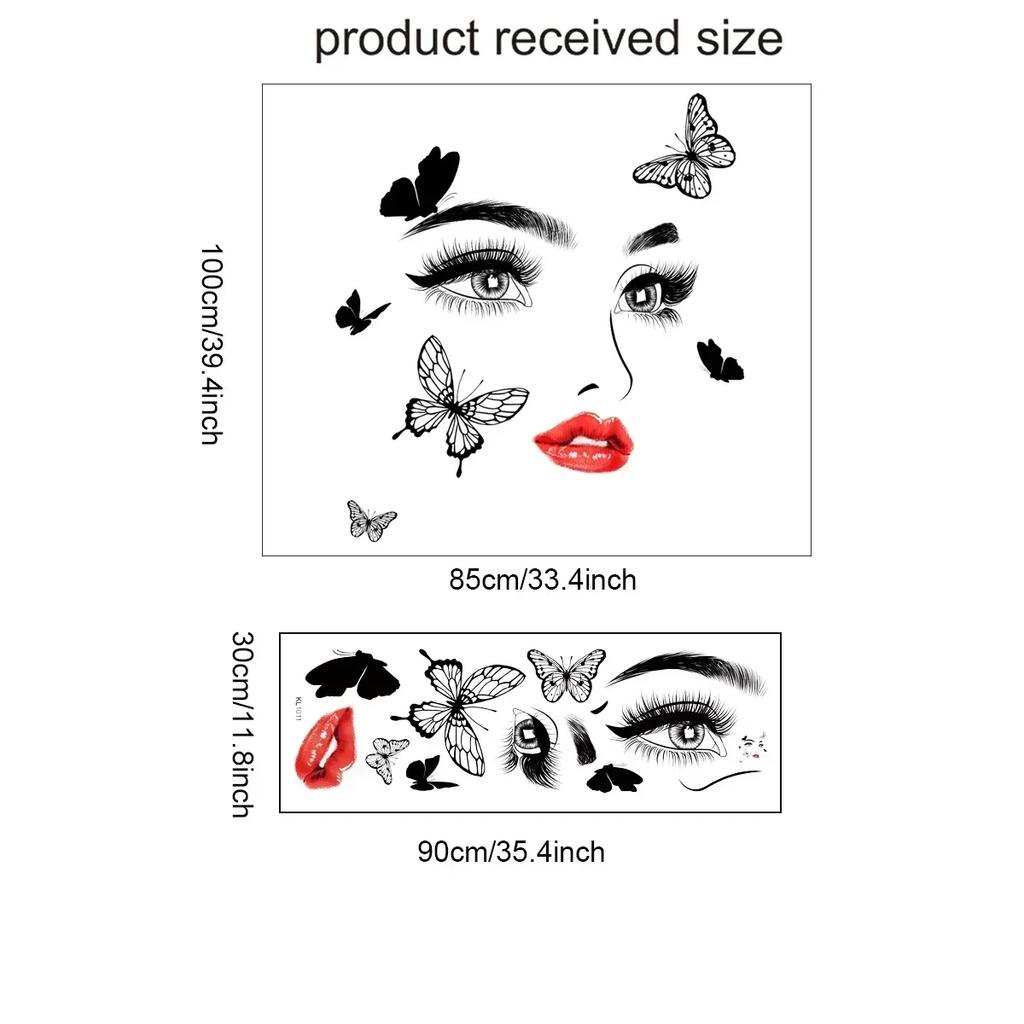 Красота Женское Лицо Наклейка на Стену Декаль Салон Красоты Обои Косметика Макияж Настенная Наклейка Фреска Съемная Салон Декорация