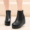 7cm Small Size 33-43 Comfortable Genuine Leather Boots Women's Platform Wedges Shoes 2025 Winter Med Heels Ankle Boots Office