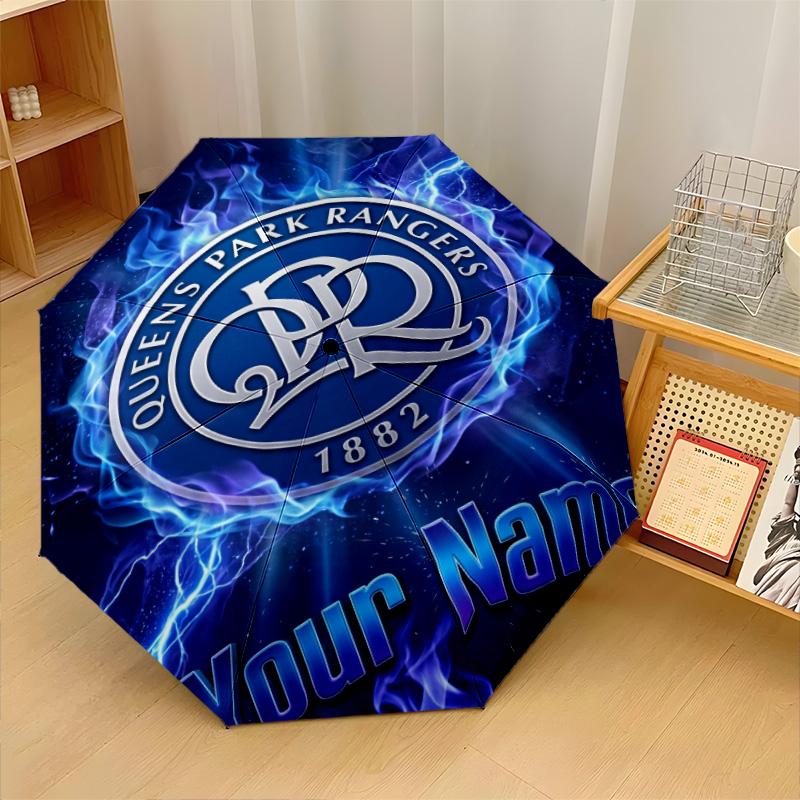 QPR ФК Автоматический 3-складной зонт 8-реберный ветрозащитный складной зонт Защита от солнца и дождя Для путешествий на открытом воздухе Ежедневное использование