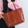 Simple Genuine Leather Women's Bag Vintage Tote Bag Cowhide Hand Bill Shoulder Skew Straddle Bag Large Capacity