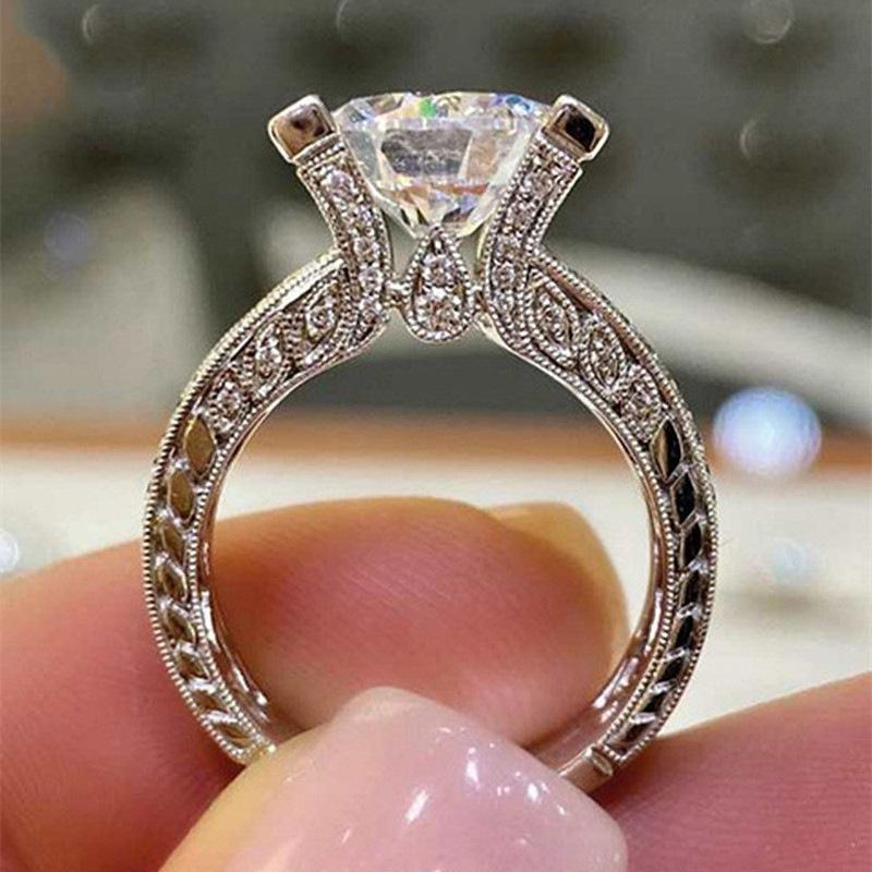 Fashion Luxury Crystal Engagement Ring For Women Aaa White Cubic Zirconia Silver Color Rings Wedding Trend Female Jewerly