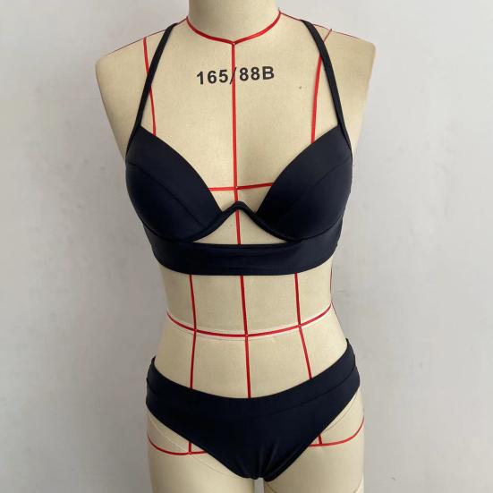 2 шт./комплект, открытый бюстгальтер с регулируемыми бретелями, комплект бикини с подкладкой на косточках, женский бюстгальтер пуш-ап, высокий