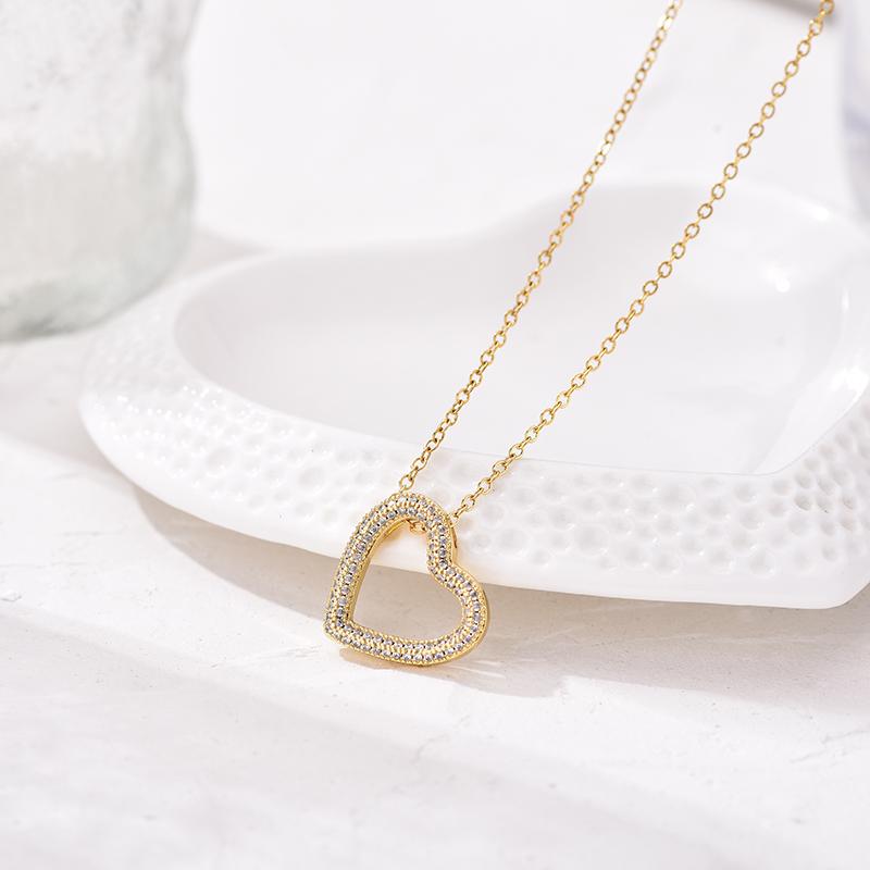 Fashion Classic Heart Zincon Pendant Necklace For Women Stainless Steel Chain Vintage Choker Necklace Female Daily Jewelry Gift