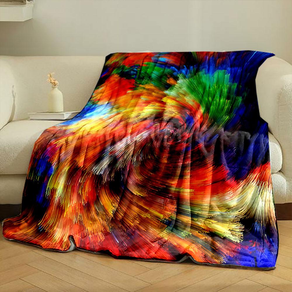 The pattern features vivid, swirling strokes blending bright, vibrant colors. for all seasons blanket lunch break throw gift